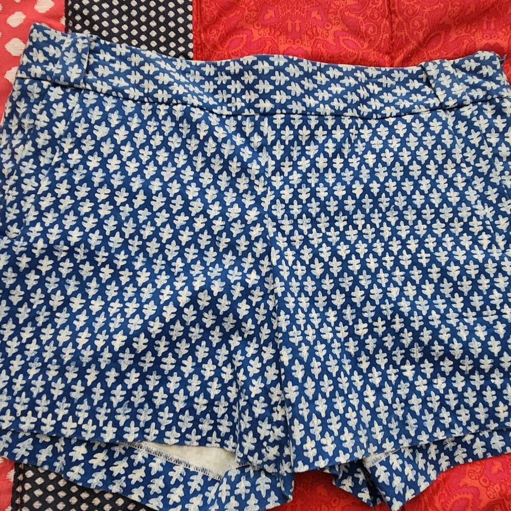 J.Crew City Fit Printed Chino Shorts Blue White Size 10 Preppy Summer